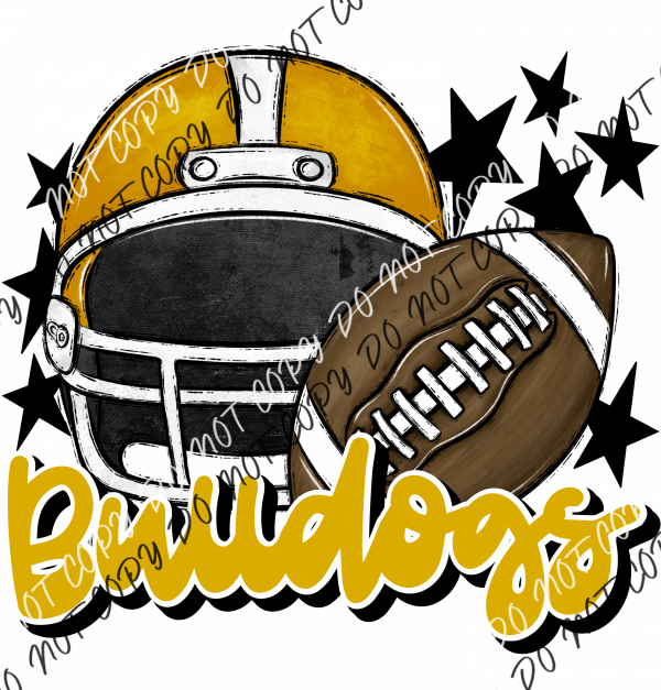 Football Helmet Bulldogs Dtf Transfer (See Color Options) Pocket Size 3 / Gold And Lettering