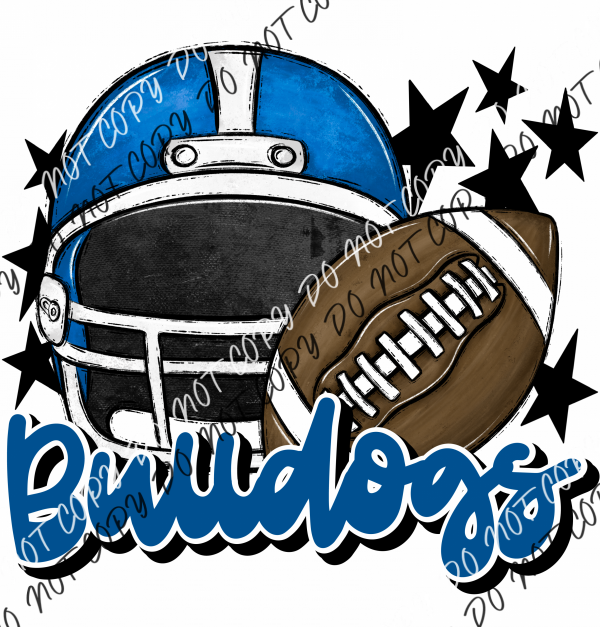 Football Helmet Bulldogs Dtf Transfer (See Color Options) Pocket Size 3 / Royal And Lettering