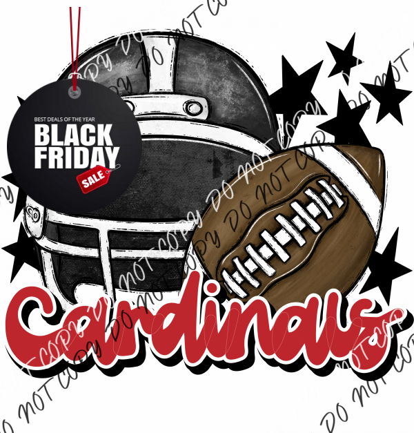 Football Helmet Cardinals Dtf Transfer (See Color Options) Pocket Size 3 / Black Red Lettering