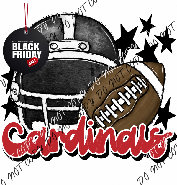 Football Helmet Cardinals Dtf Transfer (See Color Options) Pocket Size 3 / Black Red Lettering