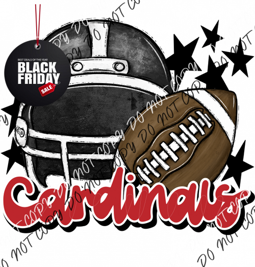 Football Helmet Cardinals Dtf Transfer (See Color Options) Pocket Size 3 / Black Red Lettering