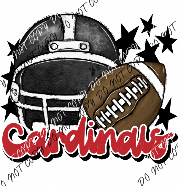 Football Helmet Cardinals Dtf Transfer (See Color Options) Pocket Size 3 / Black Red Lettering