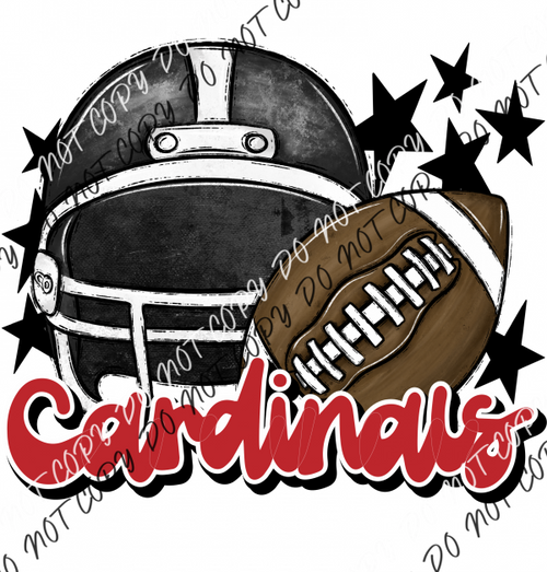 Football Helmet Cardinals Dtf Transfer (See Color Options) Pocket Size 3 / Black Red Lettering