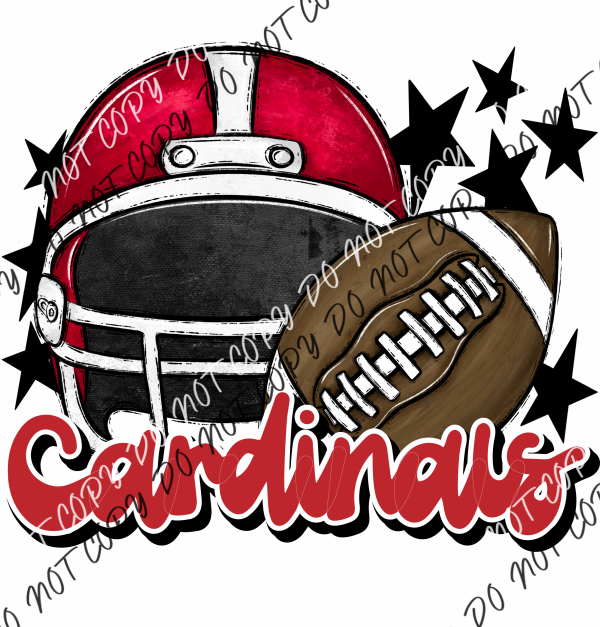 Football Helmet Cardinals Dtf Transfer (See Color Options) Pocket Size 3 / Red Lettering Transfers