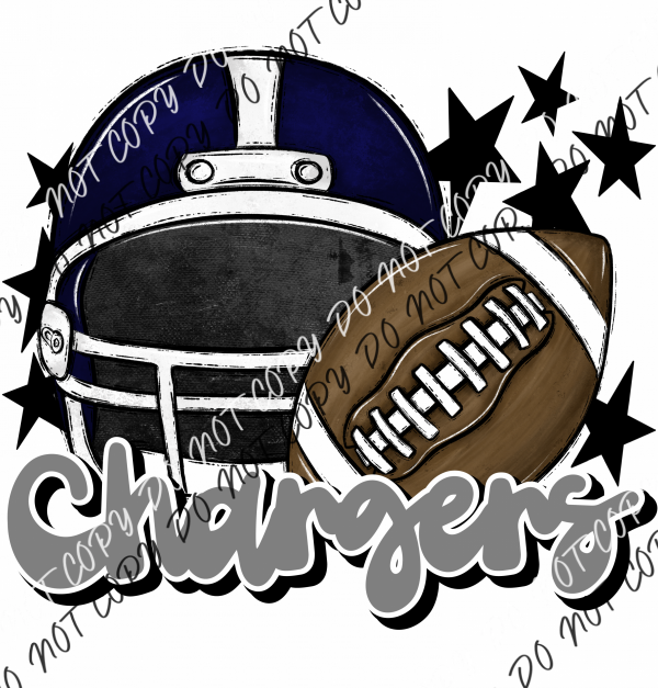 Copy Of Football Helmet Chargers Dtf Transfer Pocket Size 3 / Navy Gray Lettering Transfers