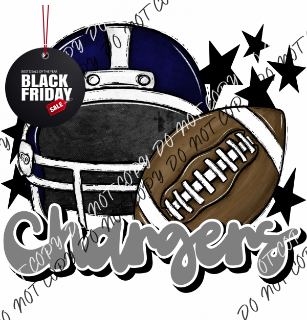 Copy Of Football Helmet Chargers Dtf Transfer Pocket Size 3 / Navy Gray Lettering Transfers