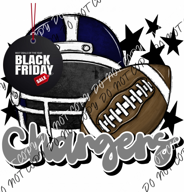 Copy Of Football Helmet Chargers Dtf Transfer Pocket Size 3 / Navy Gray Lettering Transfers