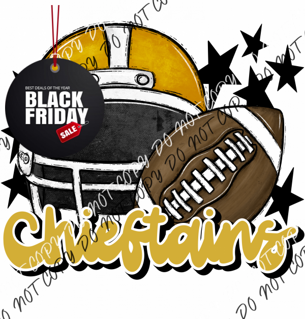 Football Helmet Chieftans Dtf Transfer (See Color Options) Pocket Size 3 / Gold Goldlettering