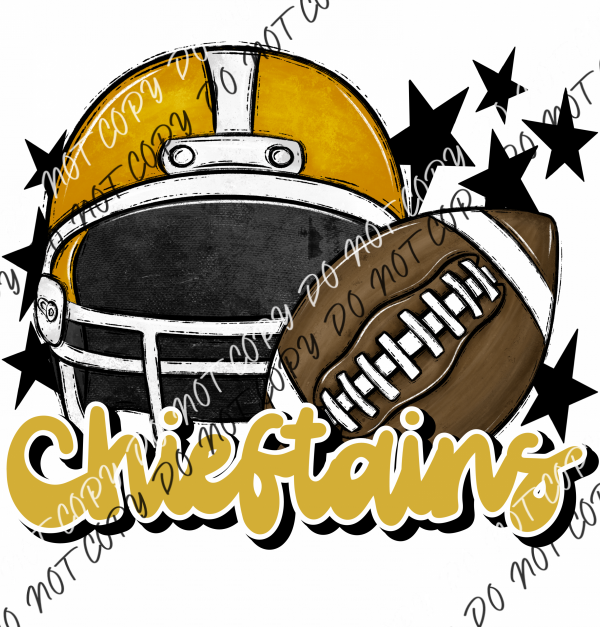 Football Helmet Chieftans Dtf Transfer (See Color Options) Pocket Size 3 / Gold Goldlettering