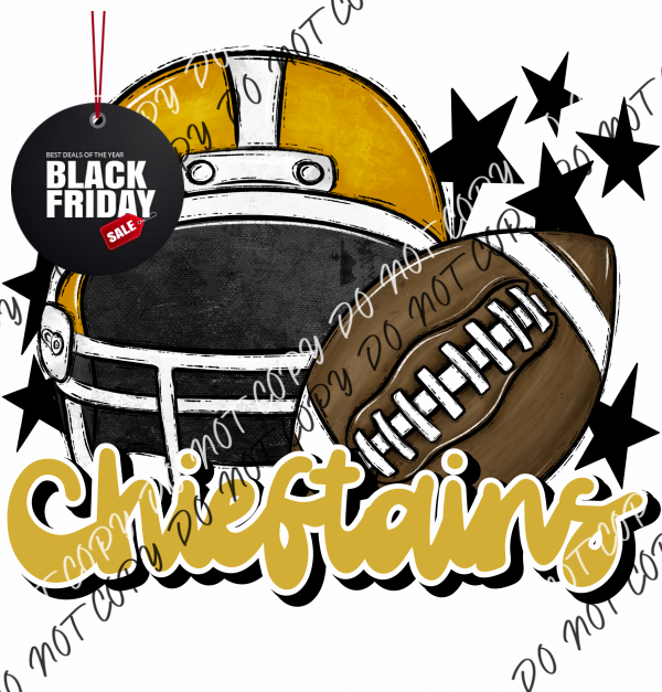 Football Helmet Chieftans Dtf Transfer (See Color Options) Pocket Size 3 / Gold Goldlettering