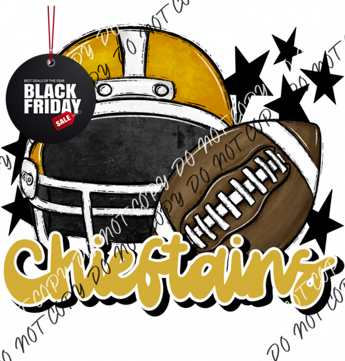 Football Helmet Chieftans Dtf Transfer (See Color Options) Pocket Size 3 / Gold Goldlettering