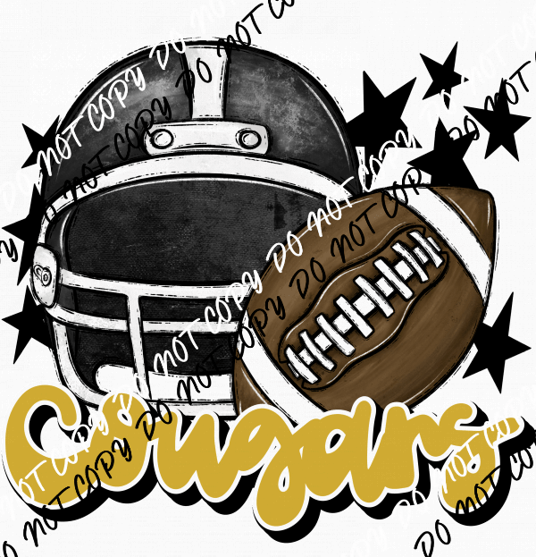 Football Helmet Cougars DTF Transfer (See Color Options) - We Print U Press DTF Transfers