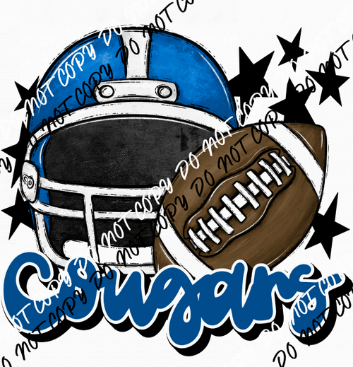 Football Helmet Cougars DTF Transfer (See Color Options) - We Print U Press DTF Transfers