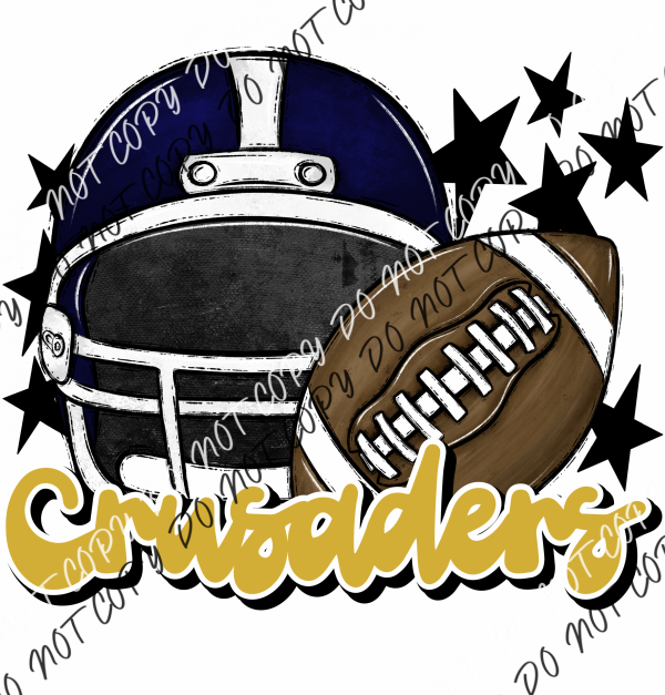 Football Helmet Crusaders Dtf Transfer (See Color Options) Pocket Size 3 / Black Gold Lettering