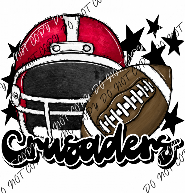 Football Helmet Crusaders Dtf Transfer (See Color Options) Pocket Size 3 / Red Black Lettering