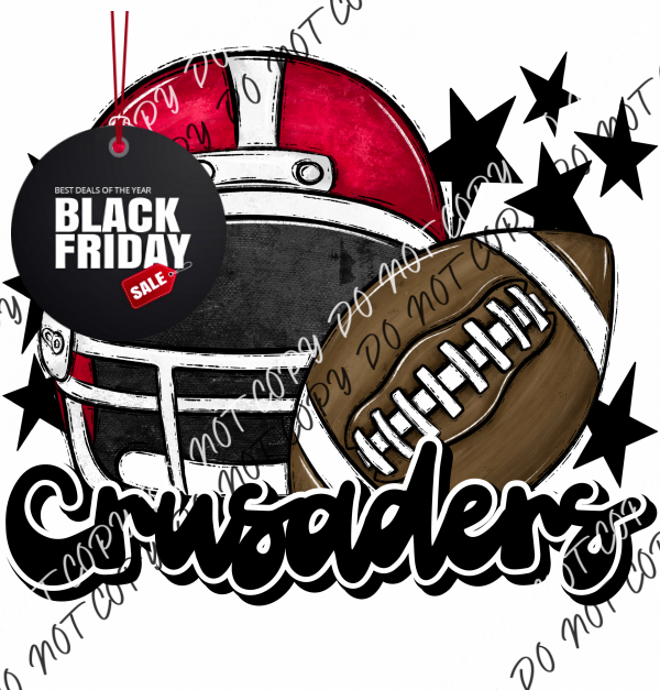 Football Helmet Crusaders Dtf Transfer (See Color Options) Pocket Size 3 / Red Black Lettering