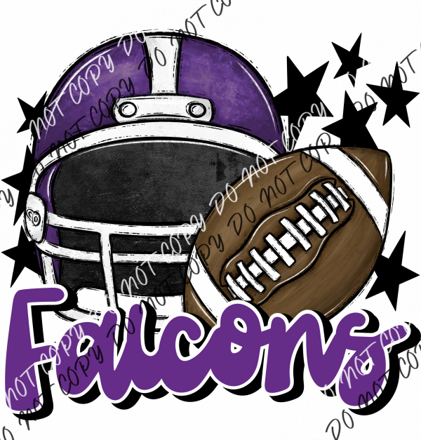 Football Helmet Falcons Dtf Transfer (See Color Options) Pocket Size 3 / Purple And Lettering