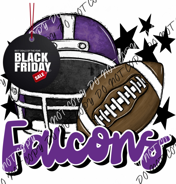 Football Helmet Falcons Dtf Transfer (See Color Options) Pocket Size 3 / Purple And Lettering