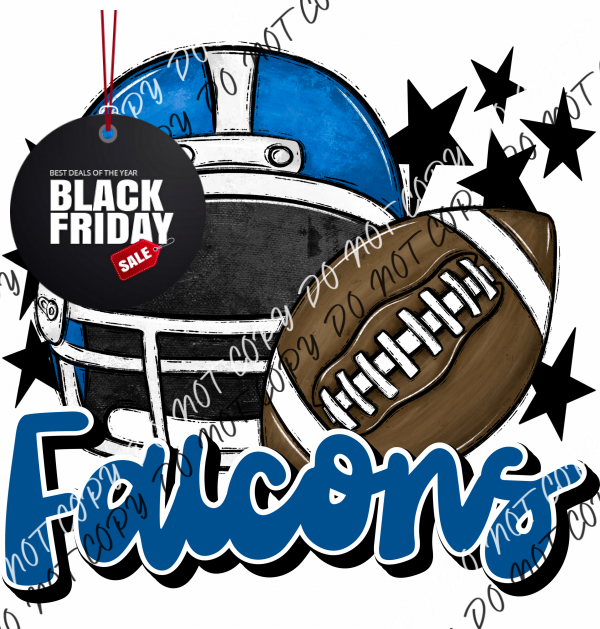 Football Helmet Falcons Dtf Transfer (See Color Options) Pocket Size 3 / Blue And Lettering