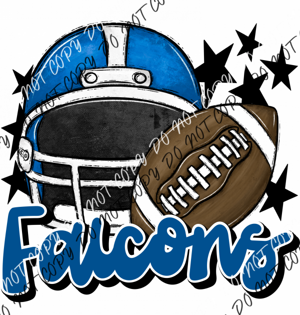 Football Helmet Falcons Dtf Transfer (See Color Options) Pocket Size 3 / Blue And Lettering