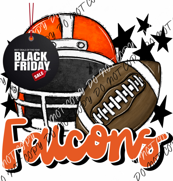 Football Helmet Falcons Dtf Transfer (See Color Options) Pocket Size 3 / Orange And Lettering