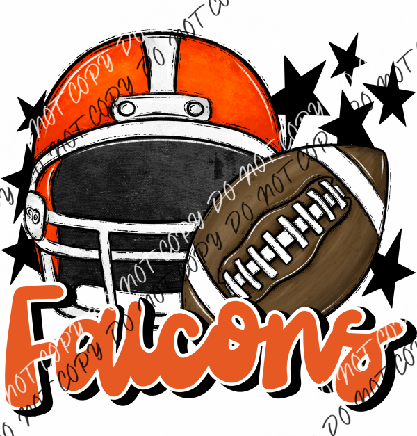 Football Helmet Falcons Dtf Transfer (See Color Options) Pocket Size 3 / Orange And Lettering