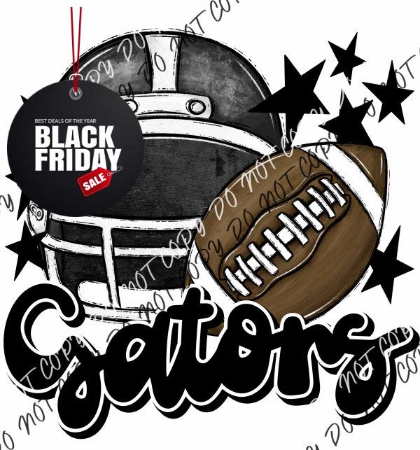 Football Helmet Gators Dtf Transfer (See Color Options) Pocket Size 3 / Black And Lettering