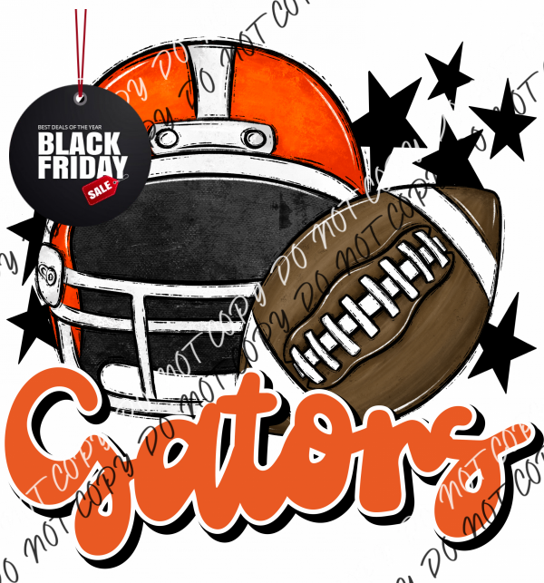 Football Helmet Gators Dtf Transfer (See Color Options) Pocket Size 3 / Orange And Lettering