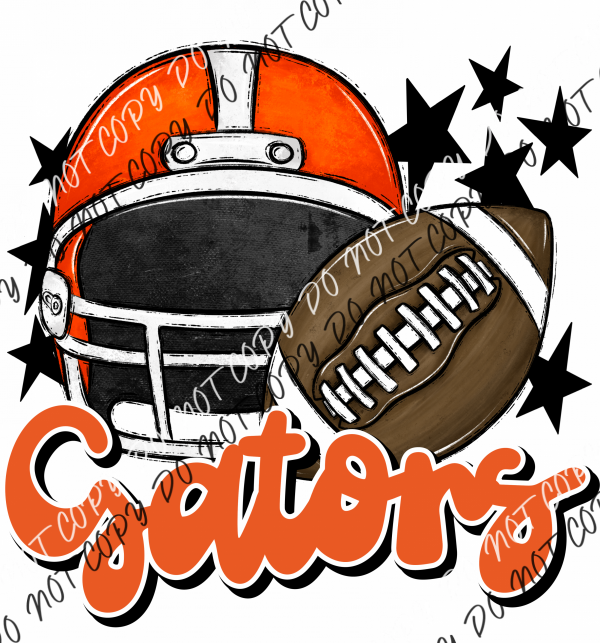 Football Helmet Gators Dtf Transfer (See Color Options) Pocket Size 3 / Orange And Lettering