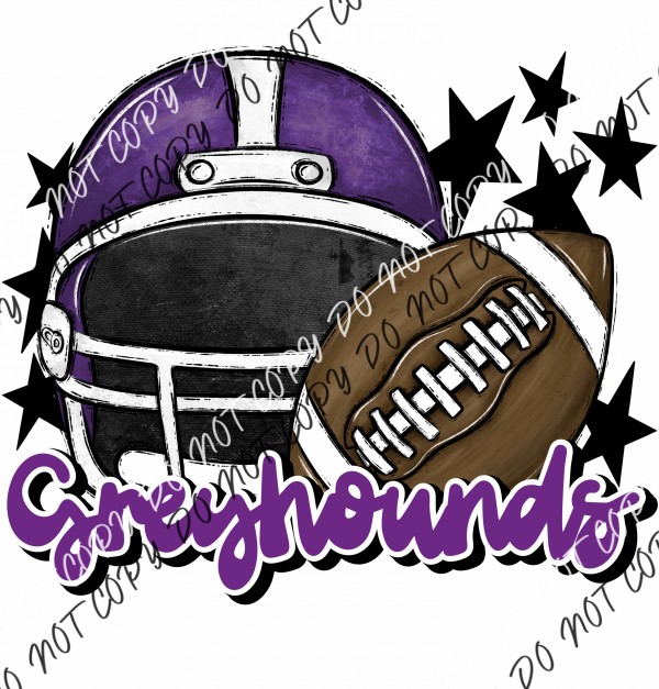 Football Helmet Greyhounds Dtf Transfer (See Color Options) Pocket Size 3 / Purple And Lettering