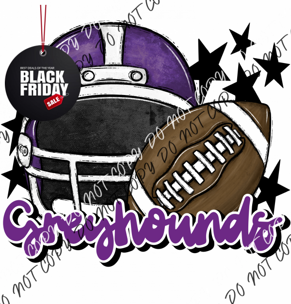 Football Helmet Greyhounds Dtf Transfer (See Color Options) Pocket Size 3 / Purple And Lettering