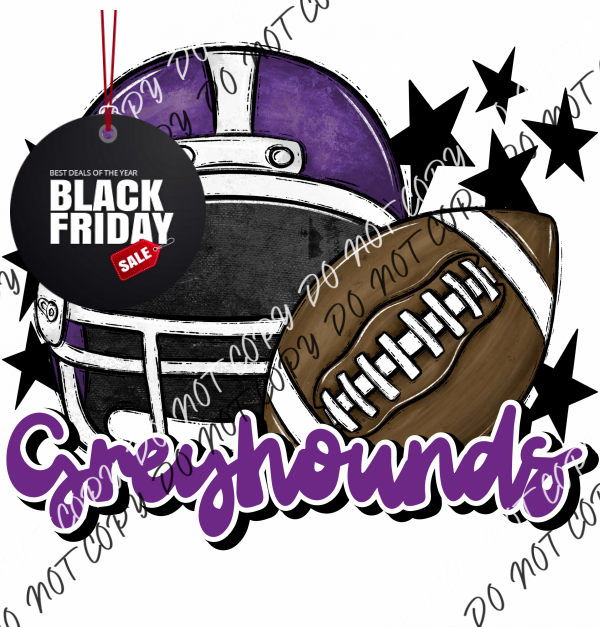 Football Helmet Greyhounds Dtf Transfer (See Color Options) Pocket Size 3 / Purple And Lettering