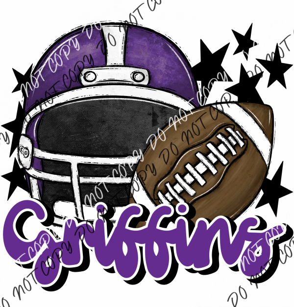 Football Helmet Griffins Dtf Transfer Pocket Size 3 / Purple Lettering Transfers