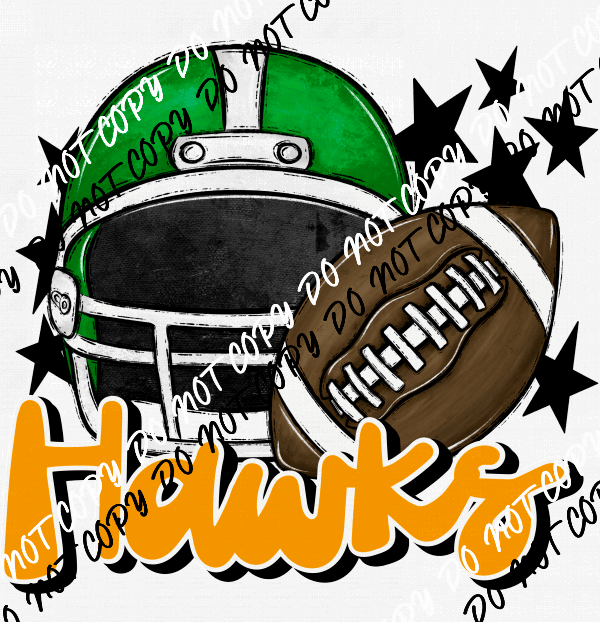 Football Helmet Hawks DTF Transfer - We Print U Press DTF Transfers