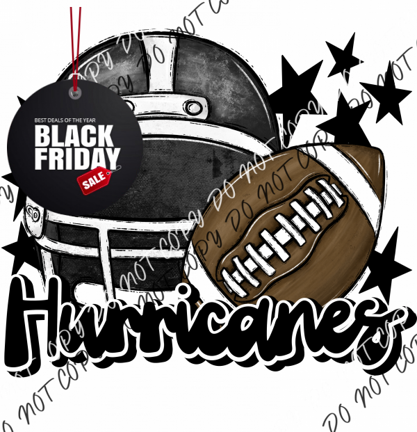 Football Helmet Hurricanes Dtf Transfer (See Color Options) Pocket Size 3 / Black Lettering