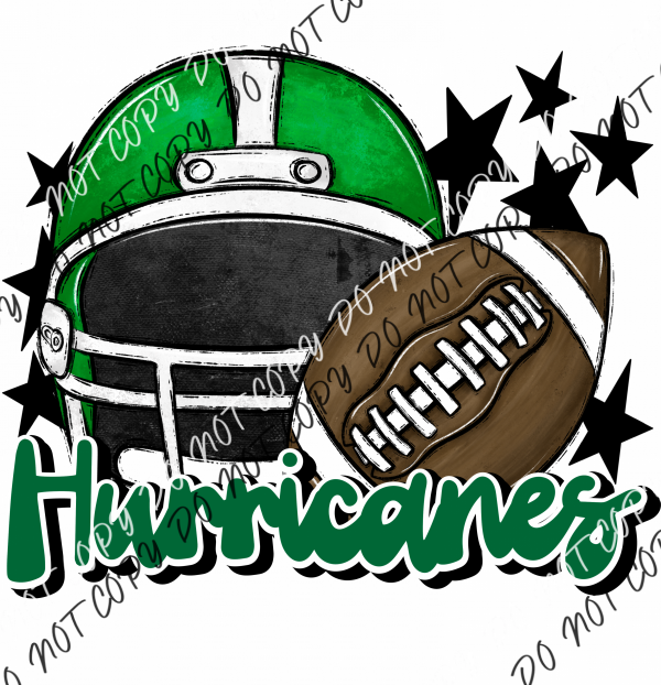 Football Helmet Hurricanes Dtf Transfer (See Color Options) Pocket Size 3 / Green Lettering