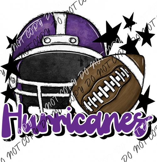 Football Helmet Hurricanes Dtf Transfer (See Color Options) Pocket Size 3 / Purple Lettering