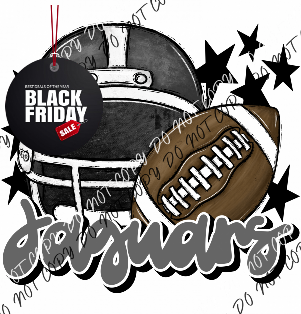 Football Helmet Jaguars Dtf Transfer (See Color Options) Pocket Size 3 / Black Gray Lettering