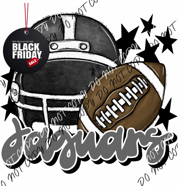 Football Helmet Jaguars Dtf Transfer (See Color Options) Pocket Size 3 / Black Gray Lettering