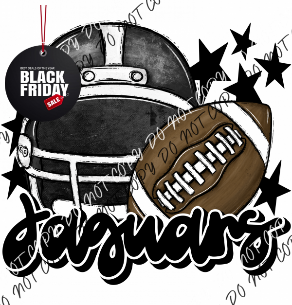 Football Helmet Jaguars Dtf Transfer (See Color Options) Pocket Size 3 / Black Lettering Transfers