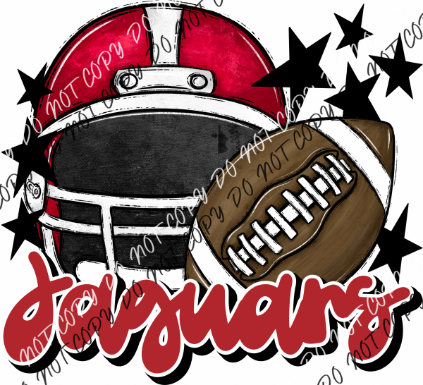 Football Helmet Jaguars Dtf Transfer (See Color Options) Pocket Size 3 / Red Lettering Transfers