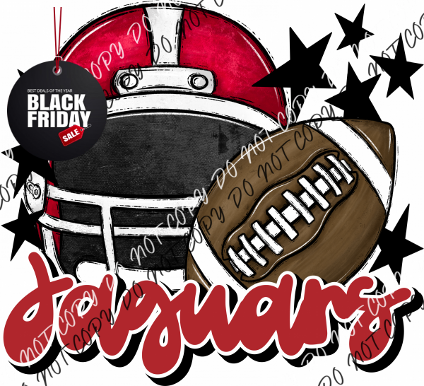 Football Helmet Jaguars Dtf Transfer (See Color Options) Pocket Size 3 / Red Lettering Transfers