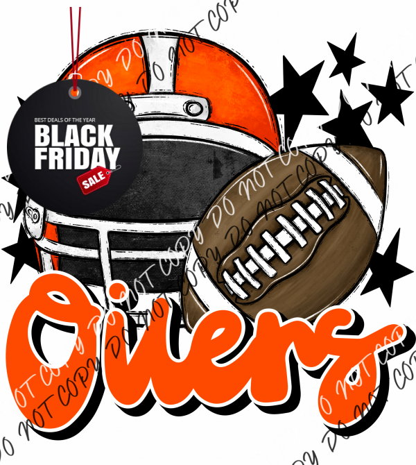 Football Helmet Oilers Dtf Transfer (See Color Options) Pocket Size 3 / Orange Lettering Transfers