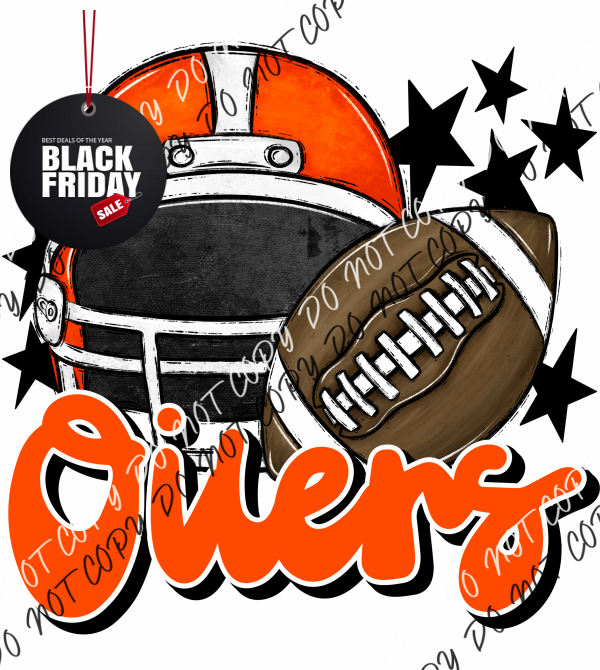 Football Helmet Oilers Dtf Transfer (See Color Options) Pocket Size 3 / Orange Lettering Transfers