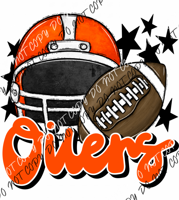 Football Helmet Oilers Dtf Transfer (See Color Options) Pocket Size 3 / Orange Lettering Transfers