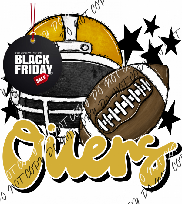 Football Helmet Oilers Dtf Transfer (See Color Options) Pocket Size 3 / Gold Lettering Transfers