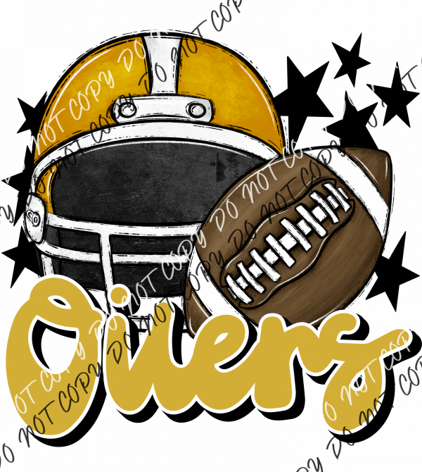 Football Helmet Oilers Dtf Transfer (See Color Options) Pocket Size 3 / Gold Lettering Transfers