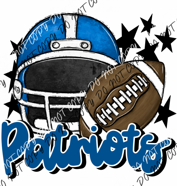 Football Helmet Patriots Dtf Transfer (See Color Options) Pocket Size 3 / Blue Lettering Transfers