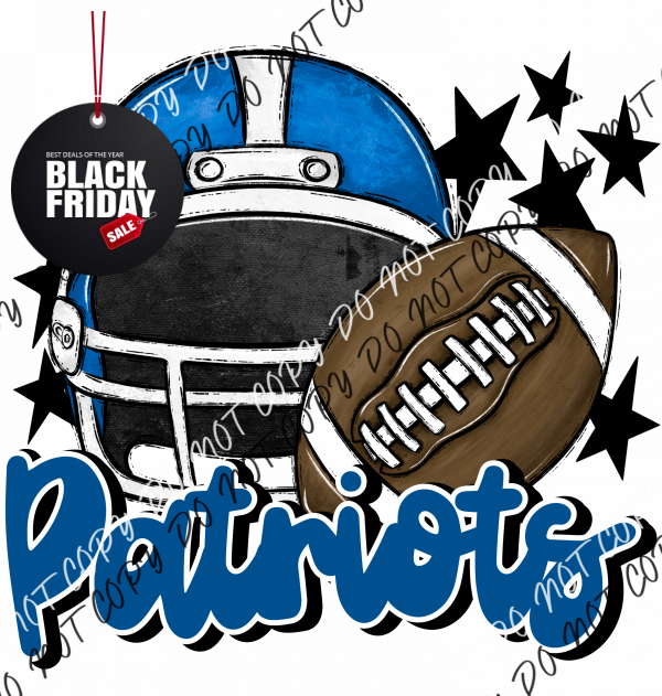 Football Helmet Patriots Dtf Transfer (See Color Options) Pocket Size 3 / Blue Lettering Transfers