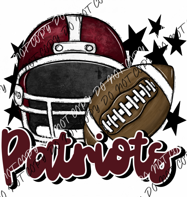 Football Helmet Patriots Dtf Transfer (See Color Options) Pocket Size 3 / Maroon Lettering Transfers